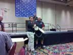 Sonny receiving the Top Junior and the 11th Overall trophies from Troy McManus at the 2011 USPSA Production Nationals in Las Vegas.